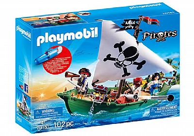 Playmobil Πειρατικό Πλοιάριο Με Υποβρύχιο Μοτέρ 70151