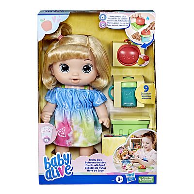 F7356 HASBRO BABY ALIVE: FRUITY SIPS APPLE BLONDE HAIR DOLL