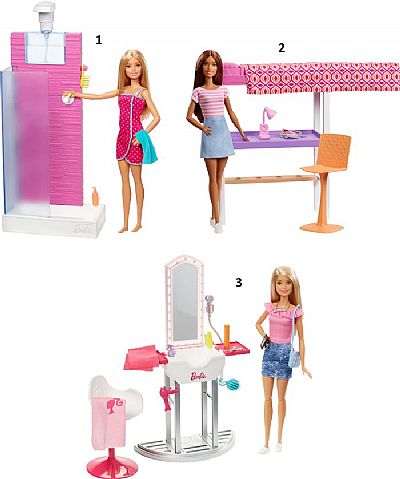 Barbie Δωμάτιο Με Κούκλα 3 Σχέδια Dvx51